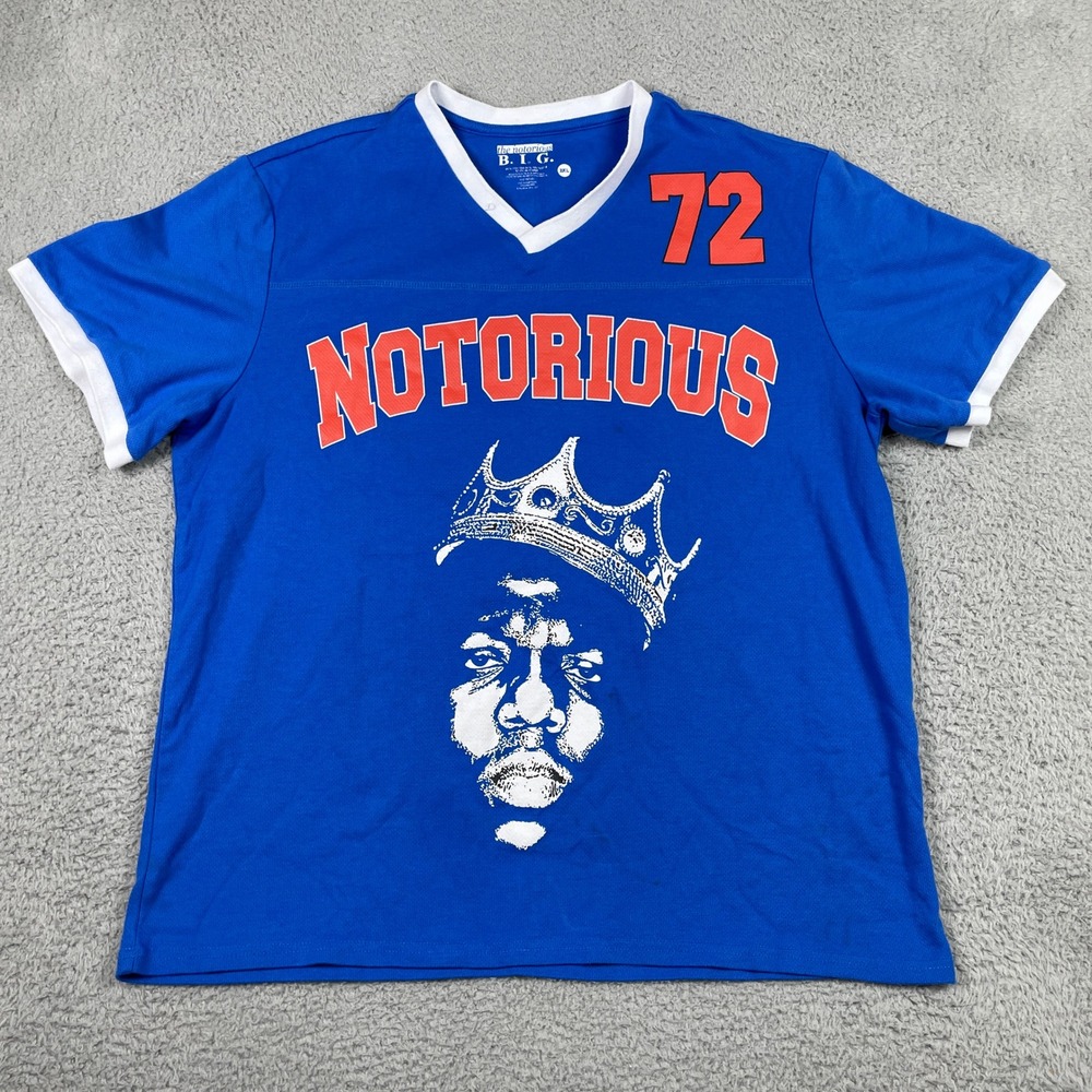 The Notorious B.I.G. Shirt Mens 2XL Blue Biggie Smalls Brooklyn Jersey 72